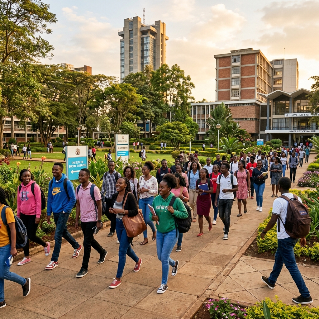 Kenyan university students on campus